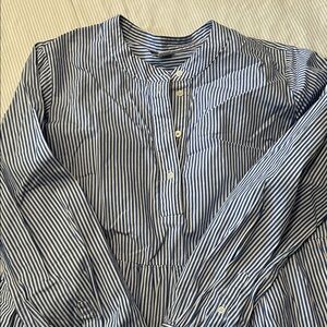 J. Crew Navy and White Long Sleeve Dress